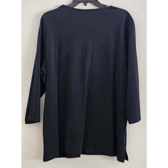 Top/Blouse-Quacker Factory-Black-Gold Studs-Round Neck-3/4 Sleeves-Size XL - Picture 2 of 11